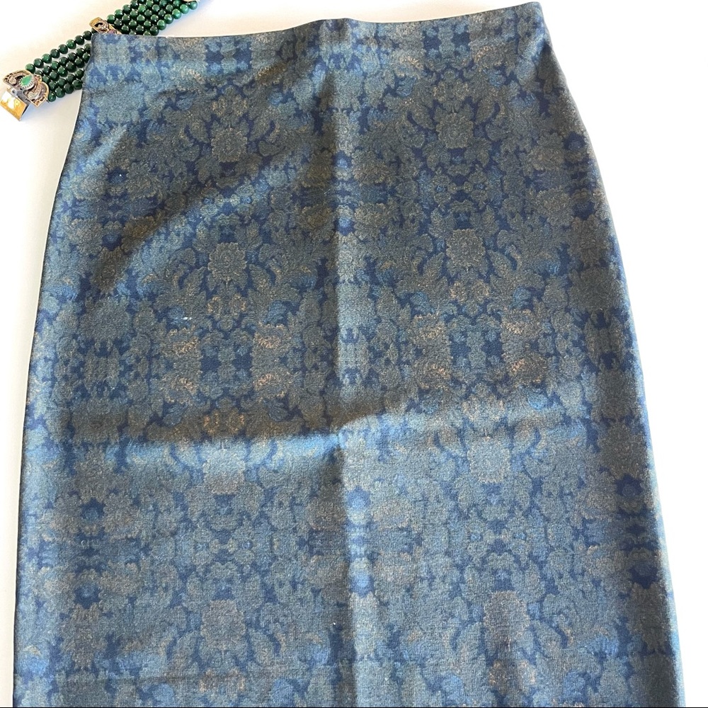 SANCTUARY NAVY PRINTED MIDI PENCIL SKIRT SIZE MEDIUM